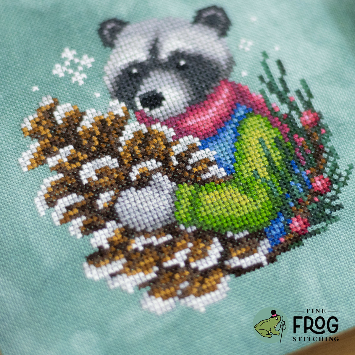 PREORDER 🌟 Pinecone Raccoon - Printed Cross Stitch Chart