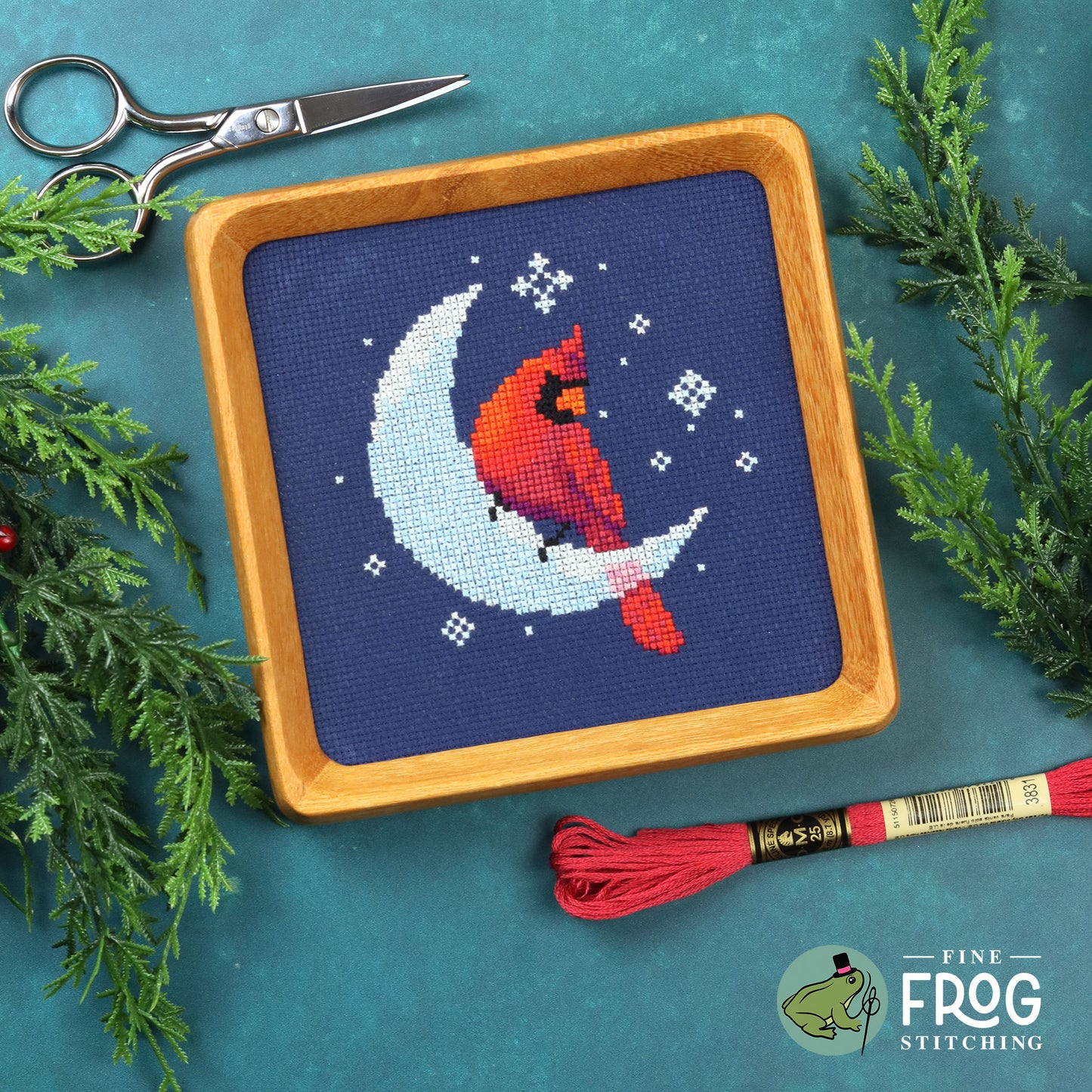 Ice Moon Cardinal - Small Printed Cross Stitch Chart
