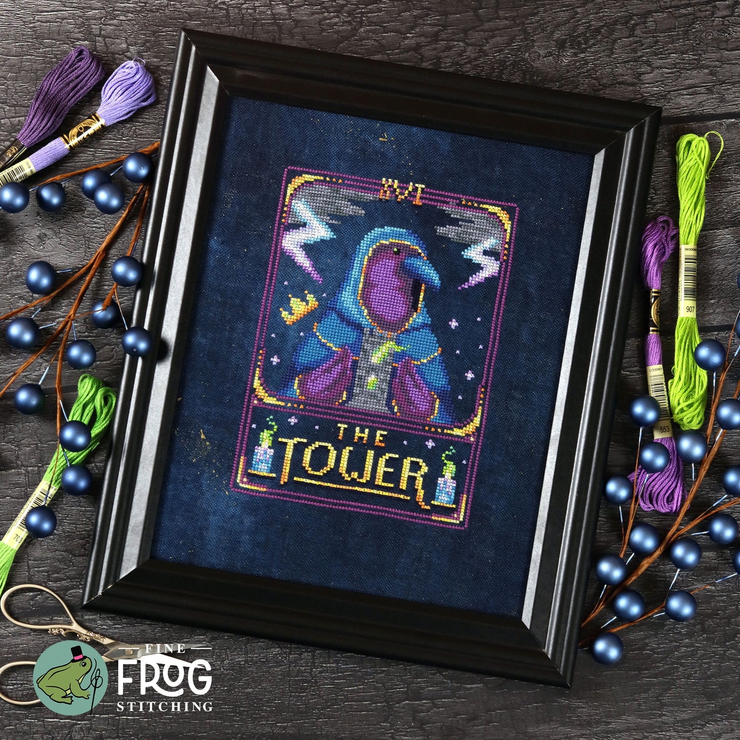 Feather Tarot: The Tower - Printed Cross Stitch Chart