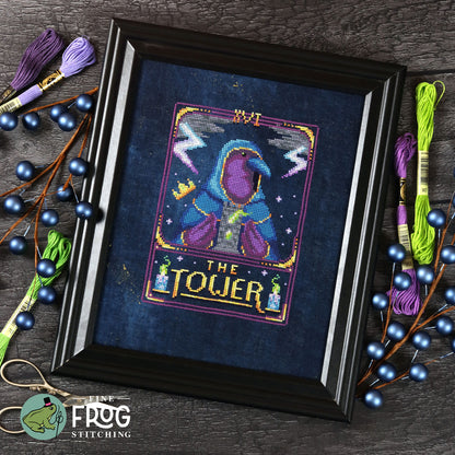 Feather Tarot: The Tower - Printed Cross Stitch Chart