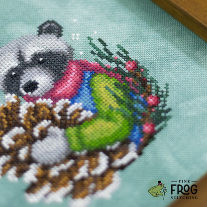 PREORDER 🌟 Pinecone Raccoon - Printed Cross Stitch Chart