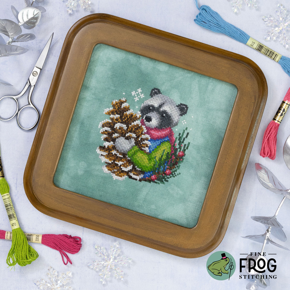 PREORDER 🌟 Pinecone Raccoon - Printed Cross Stitch Chart