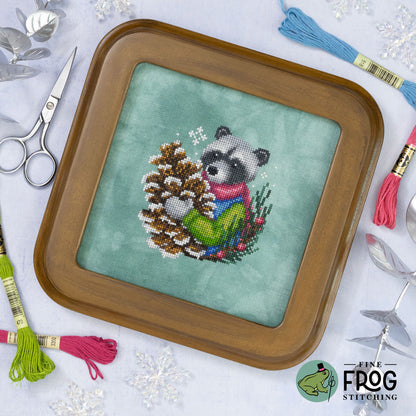 PREORDER 🌟 Pinecone Raccoon - Printed Cross Stitch Chart