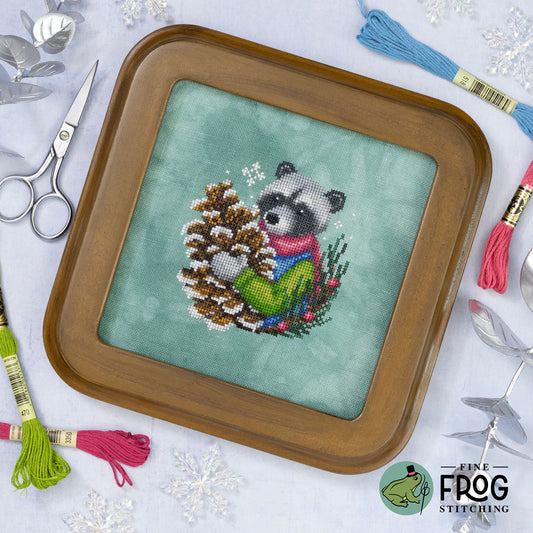 PREORDER 🌟 Pinecone Raccoon - Printed Cross Stitch Chart