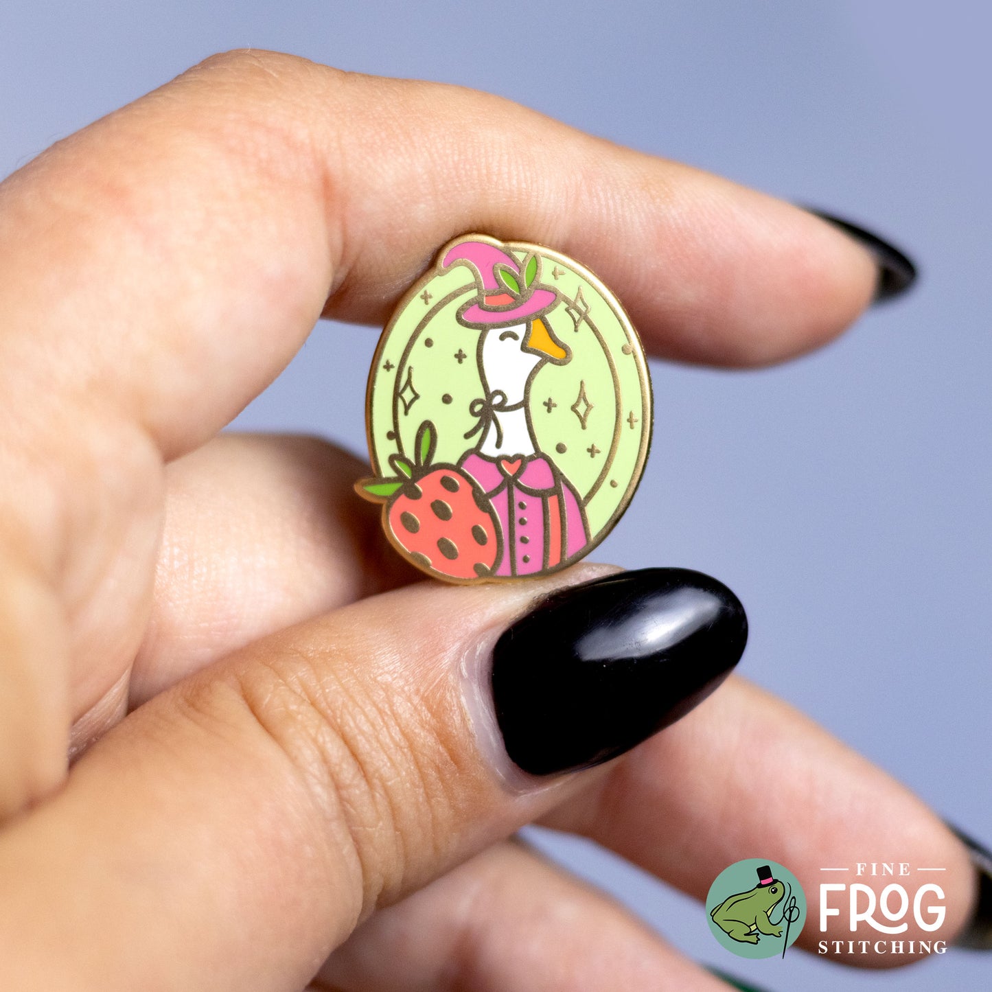 Strawberry Goose Witch Needleminder - Magnetic Cross Stitch Needle Holder