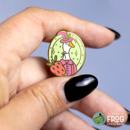 Strawberry Goose Witch Needleminder - Magnetic Cross Stitch Needle Holder